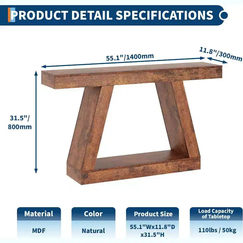 Tavolino Consolle a 2 Ripiani Marrone/Grigio e Marrone/Naturale – Tavolino da Divano Slim in Stile Rustico per Ingresso e Salotto