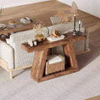 Tavolino Consolle a 2 Ripiani Marrone/Grigio e Marrone/Naturale – Tavolino da Divano Slim in Stile Rustico per Ingresso e Salotto
