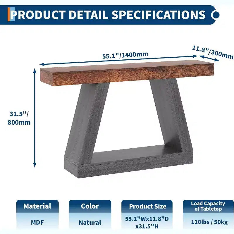 Tavolino Consolle a 2 Ripiani Marrone/Grigio e Marrone/Naturale – Tavolino da Divano Slim in Stile Rustico per Ingresso e Salotto