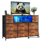 Mobile TV con 10 cassetti, luce LED e presa elettrica per TV da 45-55" - Nero / Marrone / Grigio / Bianco
