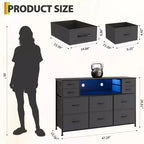 Mobile TV con 10 cassetti, luce LED e presa elettrica per TV da 45-55" - Nero / Marrone / Grigio / Bianco