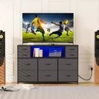 Mobile TV con 10 cassetti, luce LED e presa elettrica per TV da 45-55" - Nero / Marrone / Grigio / Bianco