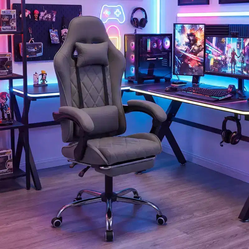 Sedia da gaming reclinabile grigia, Posto singolo