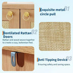 Scarpiera in rattan a 5 ripiani e 2 ante, rovere scuro / rovere grigio, per 1