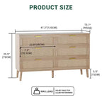 Cassettiera 6 cassetti in Rattan Naturale/Marrone, Stile Rustico