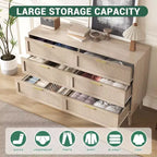 Cassettiera 6 cassetti in Rattan Naturale/Marrone, Stile Rustico