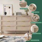 Cassettiera 6 cassetti in Rattan Naturale/Marrone, Stile Rustico