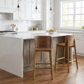 Set of 2 Wooden Barstools Counter Stools, Rubberwood Frame with Ergonomic Curved Backrest for Kitchen Island Home Bar, Walnut - ModernLuxe