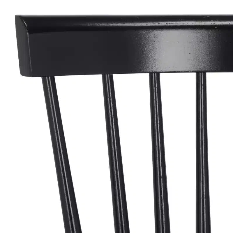 Sedie da pranzo senza braccioli nere con schienale a doghe, set da 2