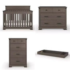Culla trasformabile a pannello intero Coach Cherry / Dapper Gray e set comò 3 pezzi, per 1 bambino