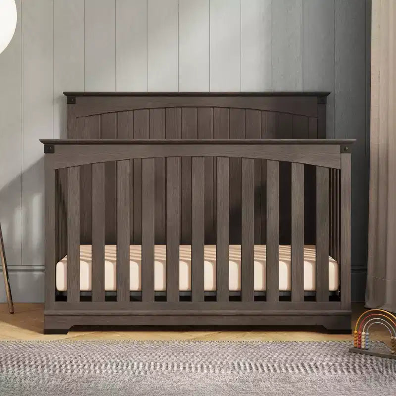 Culla trasformabile a pannello intero Coach Cherry / Dapper Gray e set comò 3 pezzi, per 1 bambino