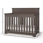 Culla trasformabile a pannello intero Coach Cherry / Dapper Gray e set comò 3 pezzi, per 1 bambino