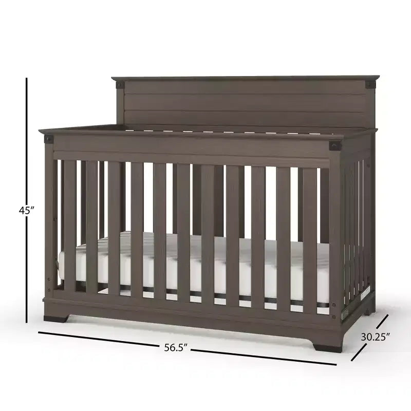 Culla trasformabile a pannello intero Coach Cherry / Dapper Gray e set comò 3 pezzi, per 1 bambino