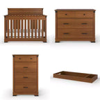 Culla trasformabile a pannello intero Coach Cherry / Dapper Gray e set comò 3 pezzi, per 1 bambino