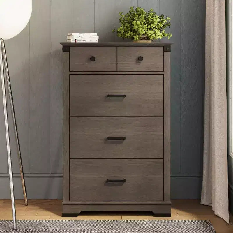 Culla trasformabile a pannello intero Coach Cherry / Dapper Gray e set comò 3 pezzi, per 1 bambino