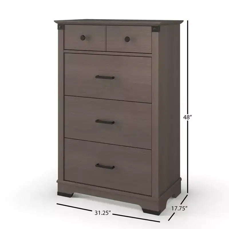 Culla trasformabile a pannello intero Coach Cherry / Dapper Gray e set comò 3 pezzi, per 1 bambino