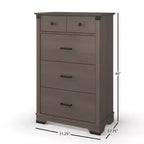 Culla trasformabile a pannello intero Coach Cherry / Dapper Gray e set comò 3 pezzi, per 1 bambino