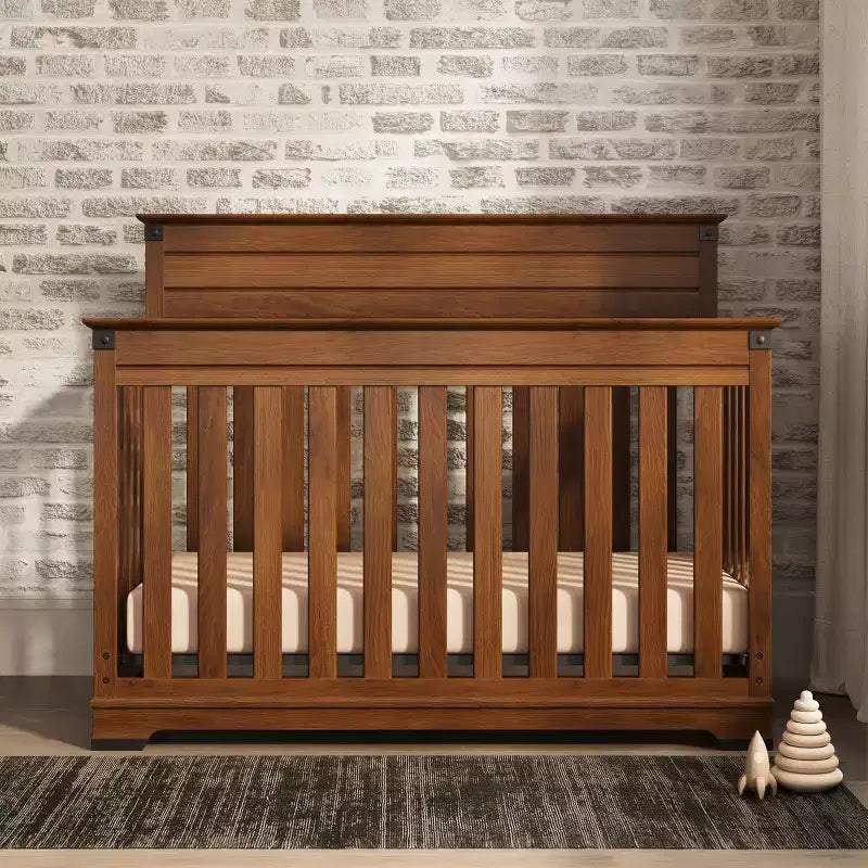Culla trasformabile a pannello intero Coach Cherry / Dapper Gray e set comò 3 pezzi, per 1 bambino