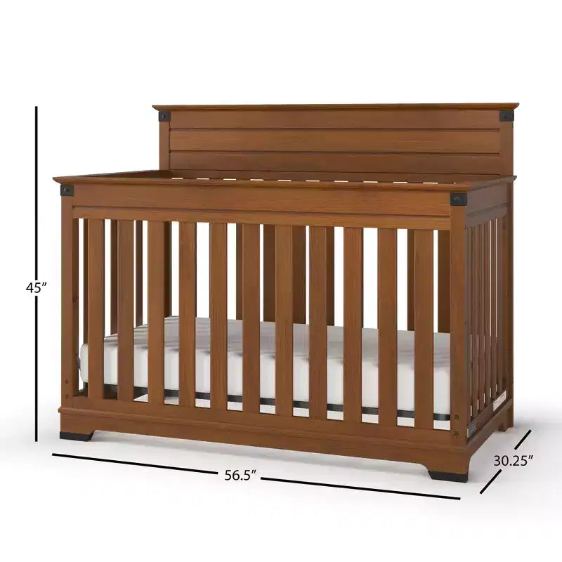 Culla trasformabile a pannello intero Coach Cherry / Dapper Gray e set comò 3 pezzi, per 1 bambino